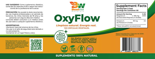OxyFlow – Limpieza Intestinal Natural con Oxígeno y Potasio | 120 Cápsulas Veganas