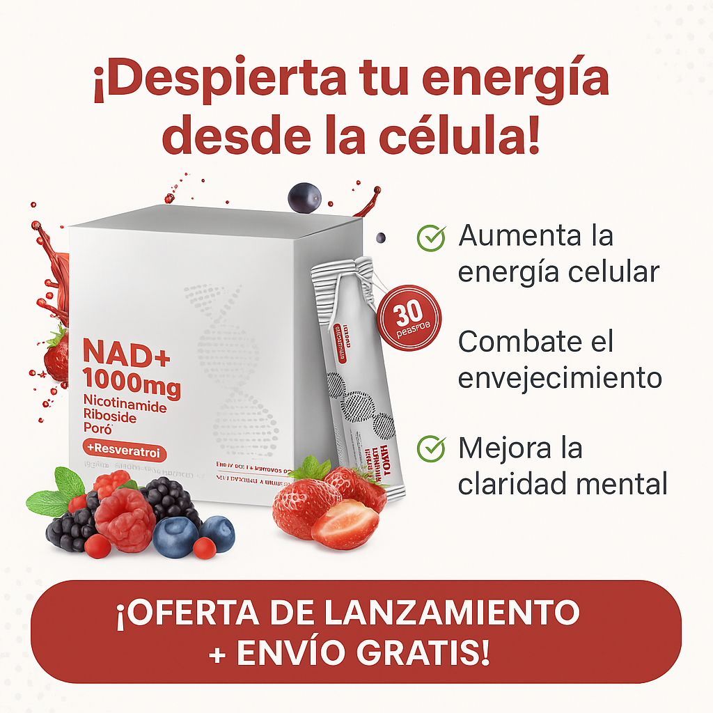 🧬 NAD+ 1000 mg con Nicotinamide Riboside, PQQ y Resveratrol – 30 Sobres