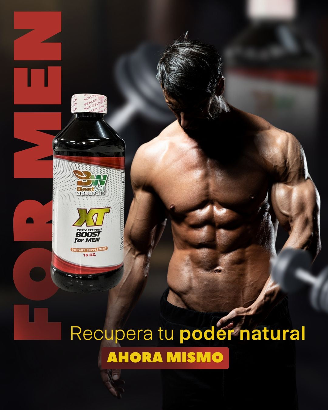Testosterona Natural XT para Hombres | Energía y Vitalidad Masculina – 16 oz