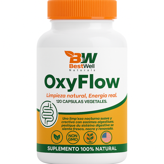 OxyFlow – Limpieza Intestinal Natural con Oxígeno y Potasio | 120 Cápsulas Veganas