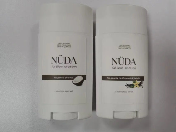 Desodorante Natural NÜDA – Fragancias Coco & Coco Vainilla (2.65 oz)