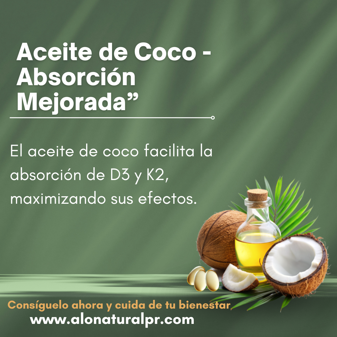 Vitamina D3 y K2 con Aceite de Coco