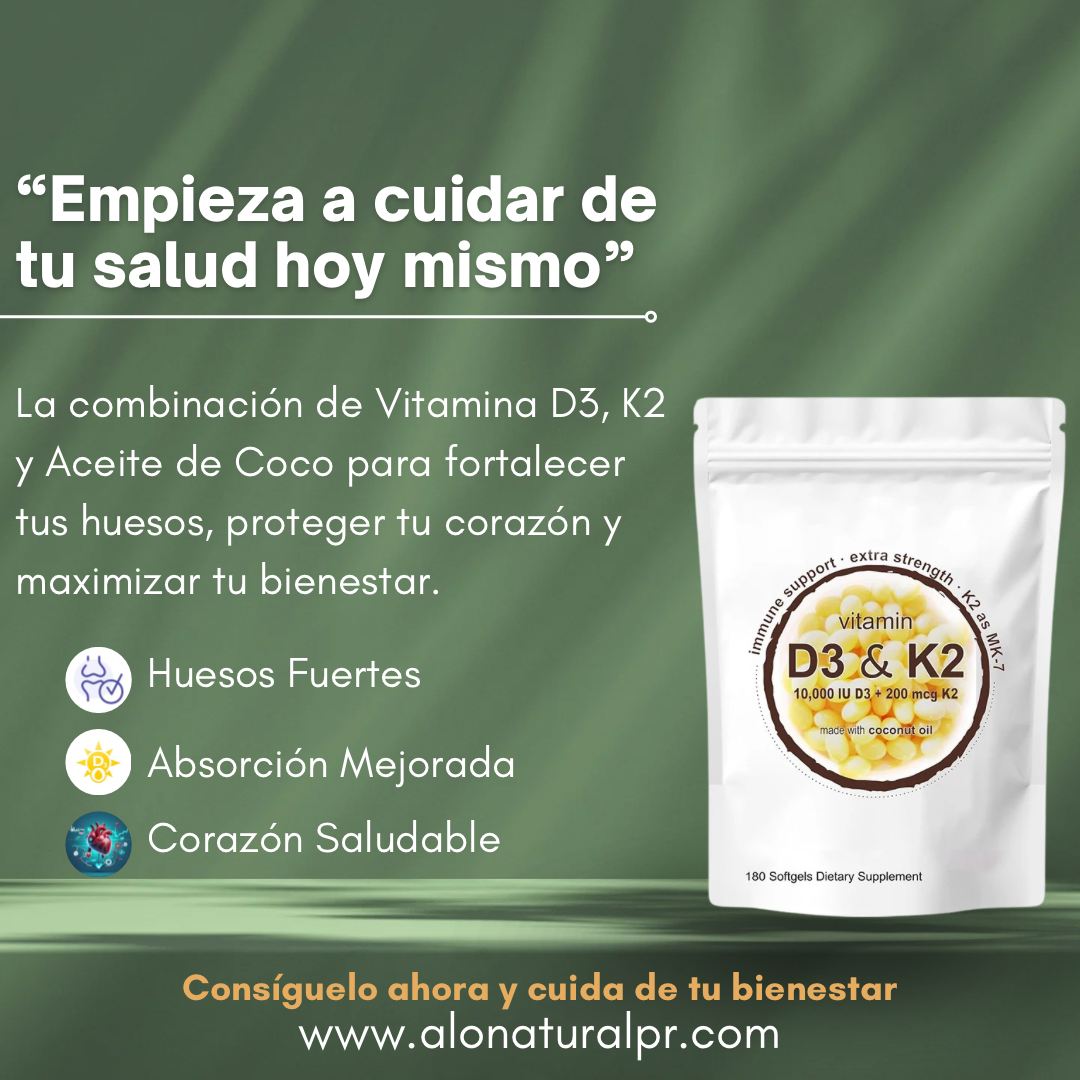 Vitamina D3 y K2 con Aceite de Coco