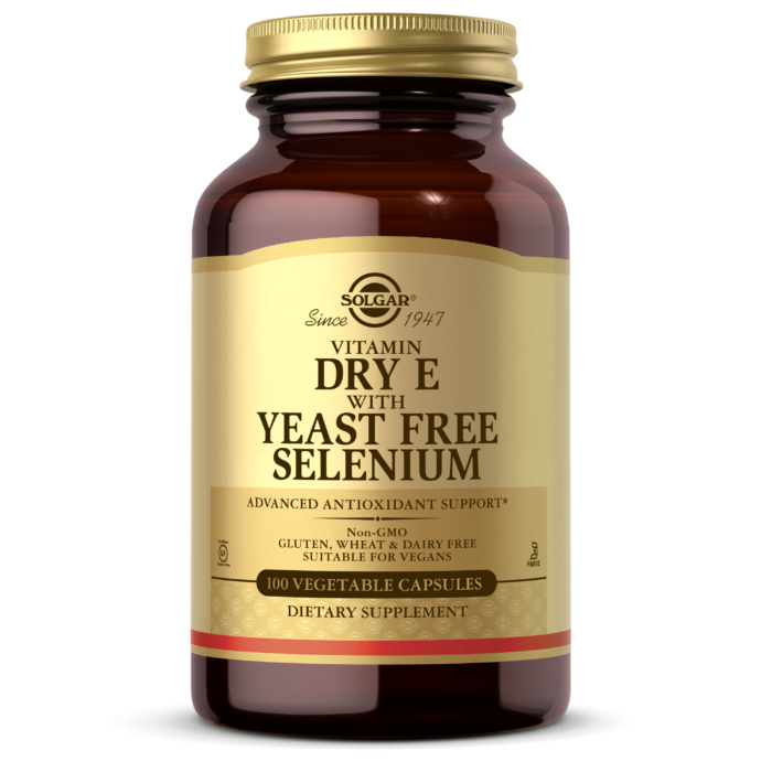 Solgar Vitamin Dry E with Yeast Free Selenium 100vc