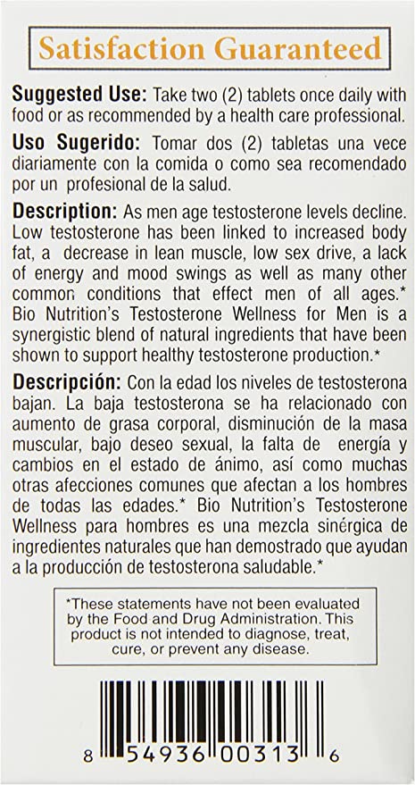 Bio Nutrition Testosterone Wellness 60tb